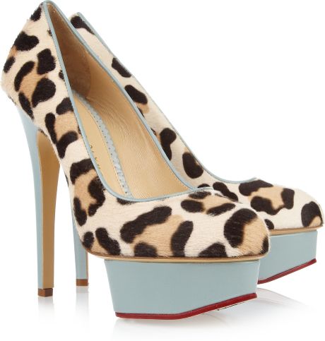 Charlotte Olympia Polly Calf Hair and Leather Pumps in Beige (leopard) - Lyst