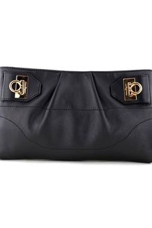 Ferragamo Black Ceylon Leather Clutch - Lyst