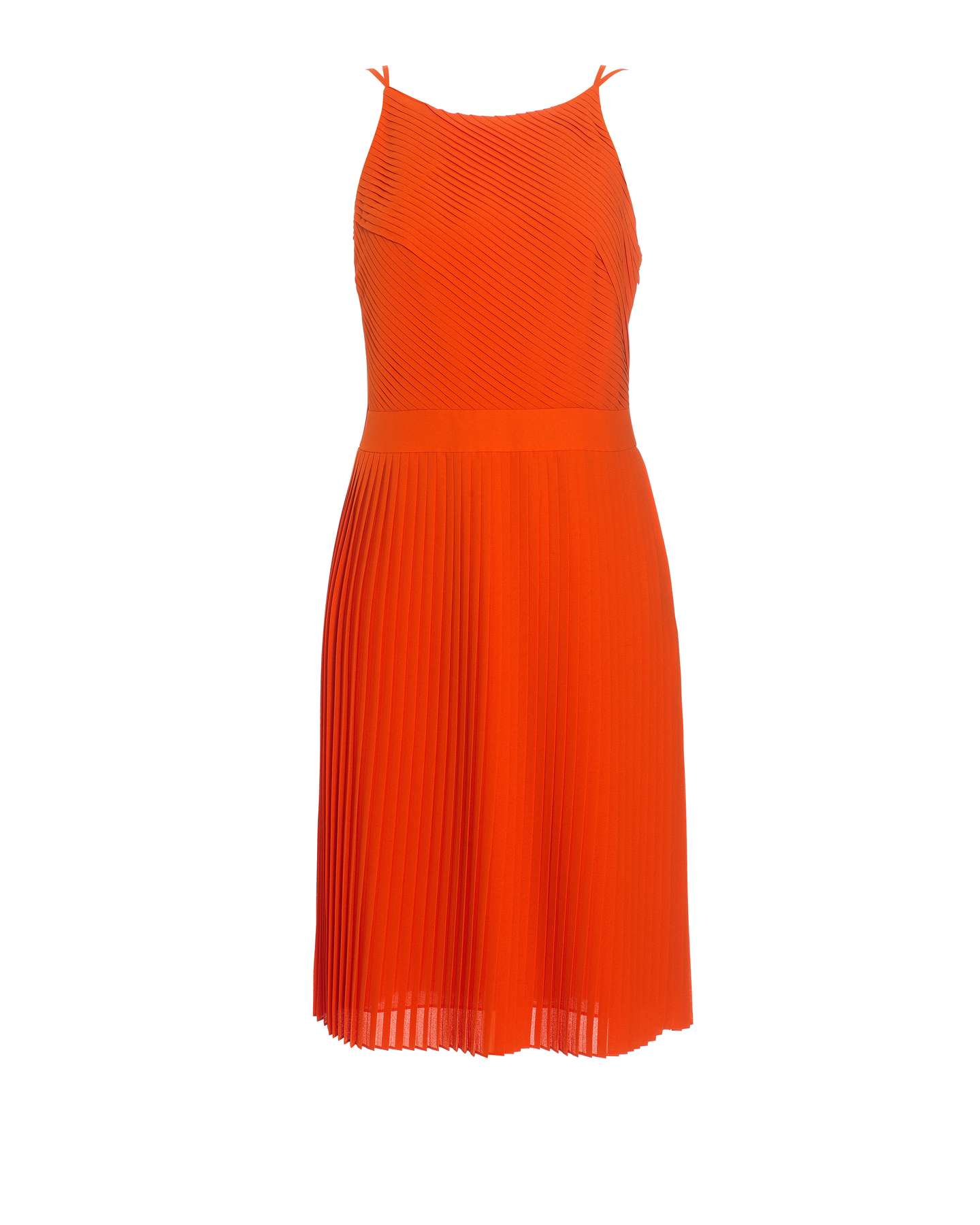 Jaeger Knee Length Pleated Dress in Orange Lyst
