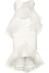 Marchesa Ruffled Silkcrepe Strapless Dress