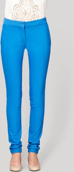 Stella Mccartney Cotton Stretch Skinny Tailored Trousers in Blue (tokyo blue) - Lyst