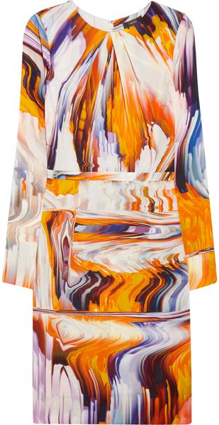 Vera Wang Printed Stretch Silkblend Dress - Lyst