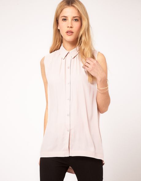 Asos Collection Asos Shirt with Dipped Back in Beige (nude) - Lyst