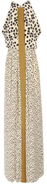 Balenciaga Long Printed Silk Dress in Yellow (black white) - Lyst