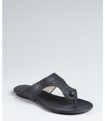  Dark Night Leather Arena Tooled Thong Sandals 