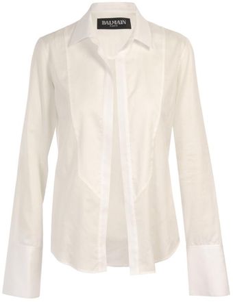 Balmain Wrap Front Tailored Cotton Shirt - Lyst
