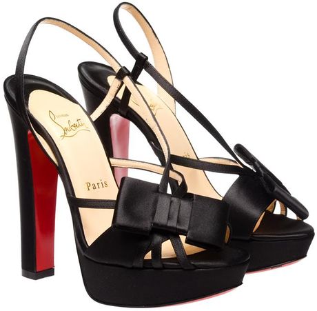 Christian Louboutin Disconoeud Silksatin Bow Pumps in Black - Lyst