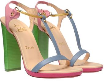 Christian Louboutin Sylvieta Pastel Leather and Snake Chain Sandals - Lyst
