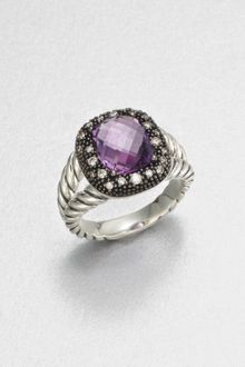 David Yurman Diamond Accented Amethyst Sterling Silver Ring - Lyst