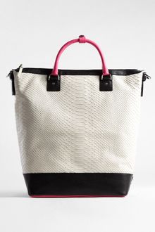 Diane Von Furstenberg Chalk Sporty Drew Embossed Python Bucket Tote - Lyst