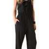 Dkny V Neck Ruffle Jumpsuit in Black - Lyst