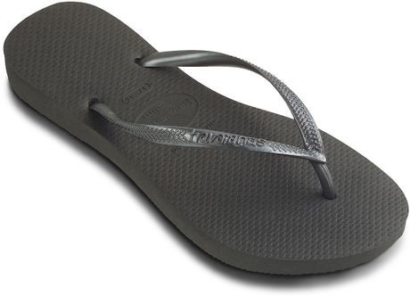 Havaianas Slim Flip Flops in Gray (dark grey) - Lyst