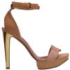 Lanvin Leather and Wooden Platform Heels in Brown (beige) - Lyst