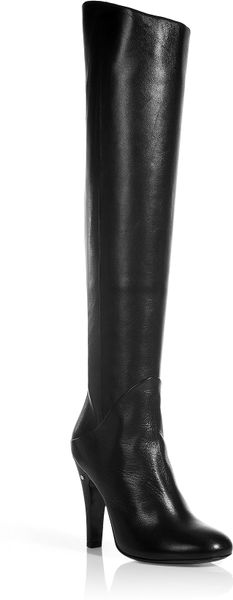  Black Leather Over The Knee Boots 