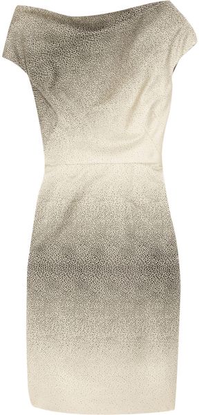 Lela Rose Jacquardeffect Silkblend Dress in Gray - Lyst