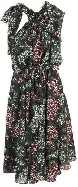 Marni Exclusive Printed Technocrepe Dress in Green - Lyst
