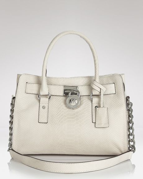 Michael Kors Michael Satchel Hamilton Ew Matte Python in White (dove white) - Lyst