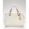 Michael Kors Grayson Large Logo Satchel  in White (vanilla) - Lyst