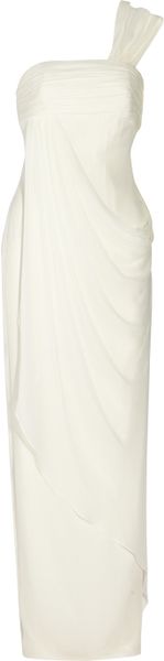 Notte By Marchesa Oneshoulder Draped Silkchiffon Gown in White - Lyst