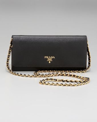 Prada Saffiano Chain Crossbody Wallet - Lyst