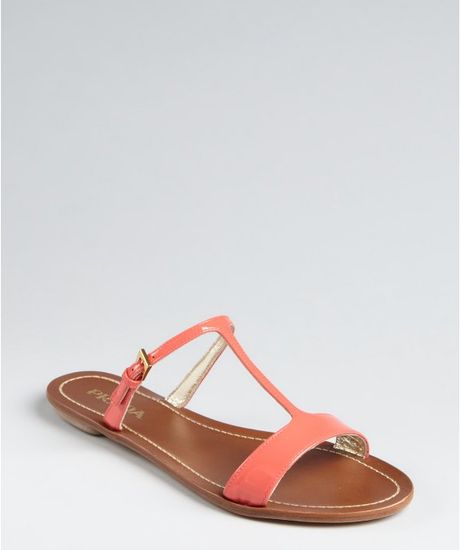 Prada Coral Patent Leather Slip On Sandals in Pink (coral) - Lyst