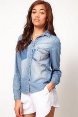 River Island River Island Mid Wash Denim Shirt