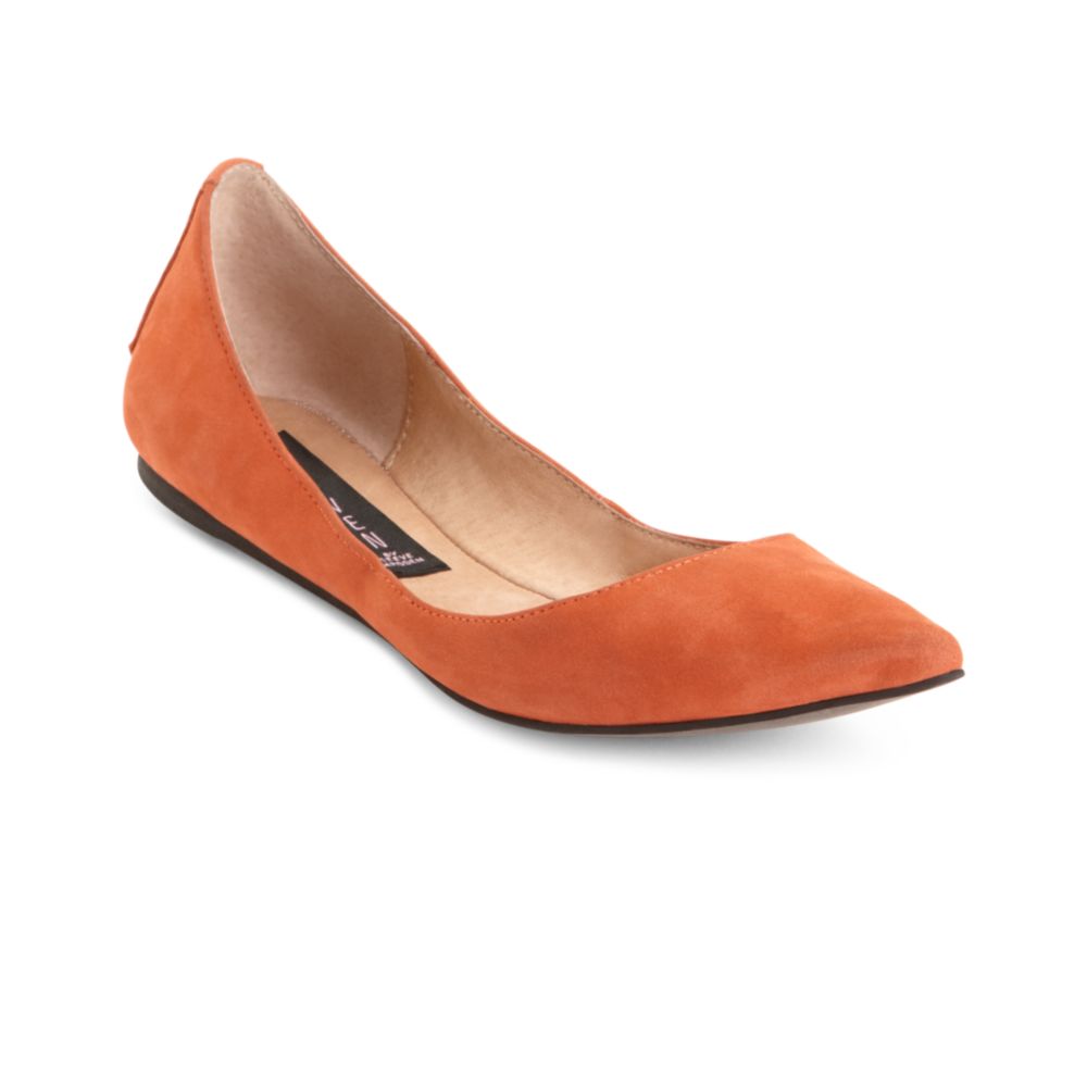 orange pointed toe flats