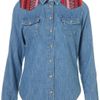 Topshop Tapestry Yoke Denim Shirt in Blue (mid stone) - Lyst