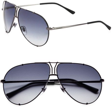 Yves Saint Laurent Logo Accented Metal Aviator Sunglasses in Black for Men - Lyst