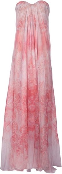 Alexander Mcqueen Strapless Dress in Pink (coral) - Lyst