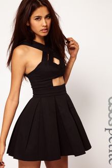 ASOS Collection Asos Petite Exclusive Skater Dress with Strappy Cut Out Middle - Lyst