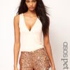 Asos Collection Asos Petite Exclusive Playsuit with Sequin Shorts in Pink - Lyst