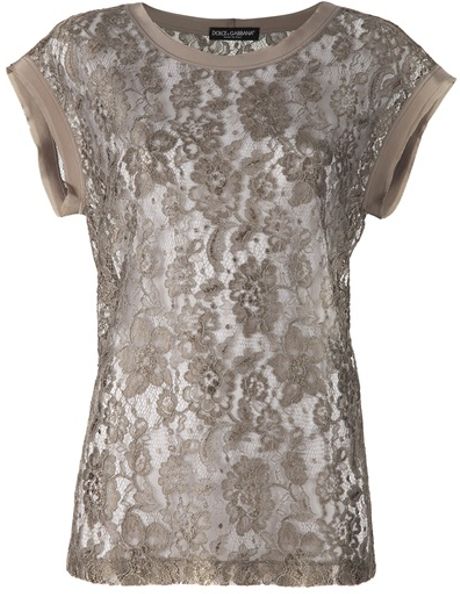 Dolce & Gabbana Lace Top in Gray (beige) - Lyst