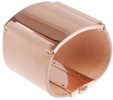 Maison Martin Margiela Leather and Brass Cuff in Beige (nude) - Lyst