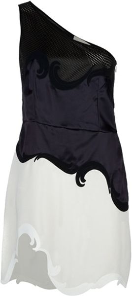 Stella Mccartney Oneshoulder Paneled Dress in Black - Lyst