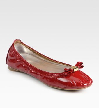  Eddie Patent Leather Logo Bow Ballet Flats 