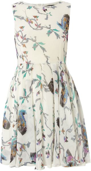 Ax Paris Ax Paris Bird Print Chiffon Dress - Lyst