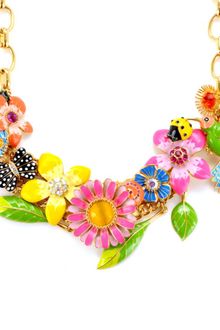Betsey Johnson Multi Flower Statement Necklace - Lyst