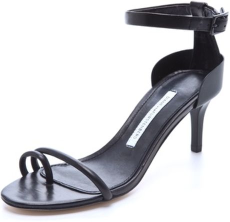 Diane Von Furstenberg Baina Mid Heel Sandals in Black - Lyst
