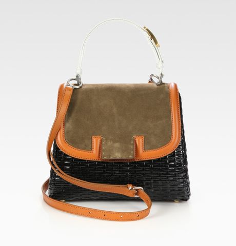 Fendi Silvana Raffia Suede Leather Bag in Orange (blackmulti) - Lyst