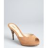 Fendi Light Brown Snake Embossed and Zucco Print Leather Peep Toe Mules in Brown - Lyst