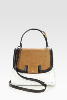 Fendi Silvana Raffia Suede Leather Bag - Lyst