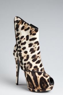 Giuseppe Zanotti Leopard Hair Sharon Button Side Peep Toe Booties - Lyst