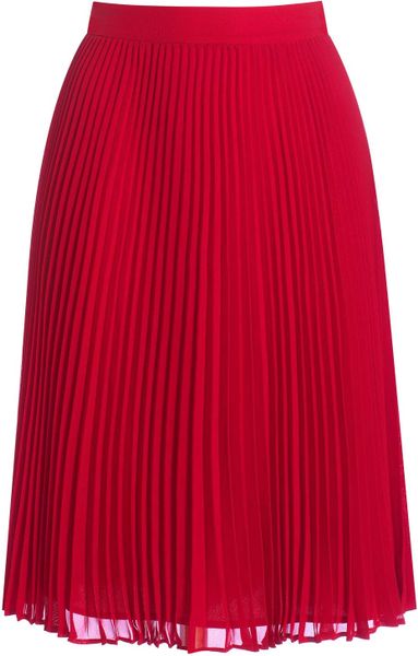 Jaeger Accordion Pleated Skirt in Red - Lyst