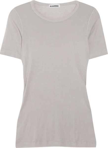 Jil Sander Silk and Cottonblend Jersey Tshirt in Gray - Lyst