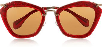 Miu Miu Cat Eyeframe Glitter Acetate and Metal Sunglasses - Lyst