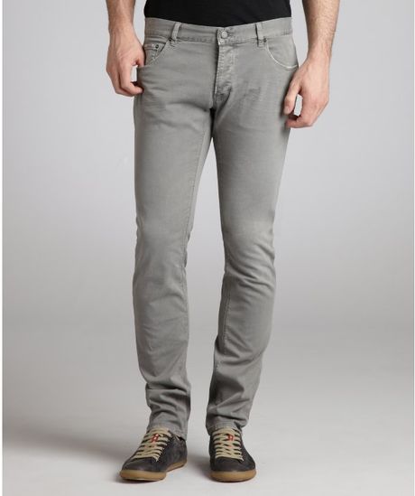 Prada Grey Stretch Denim Straight Leg Jeans in Gray for Men (grey) - Lyst