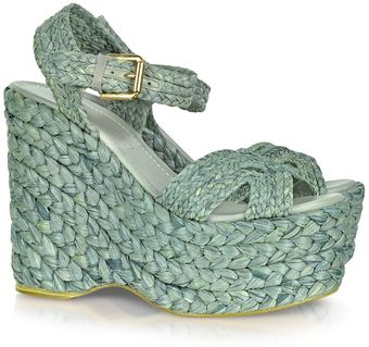  Eralita Blue Raffia Platform Espadrille 
