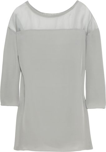  Chiffontrimmed Silkcrepe Top 