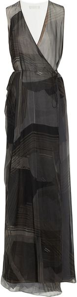  Printed Silkchiffon Wrap Gown 